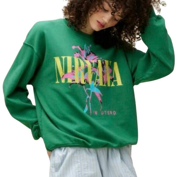 DAYDREAMER Nirvana Lilies Boyfriend Crew Size L New with Tag MSRP $165 SOO - Picture 1 of 11